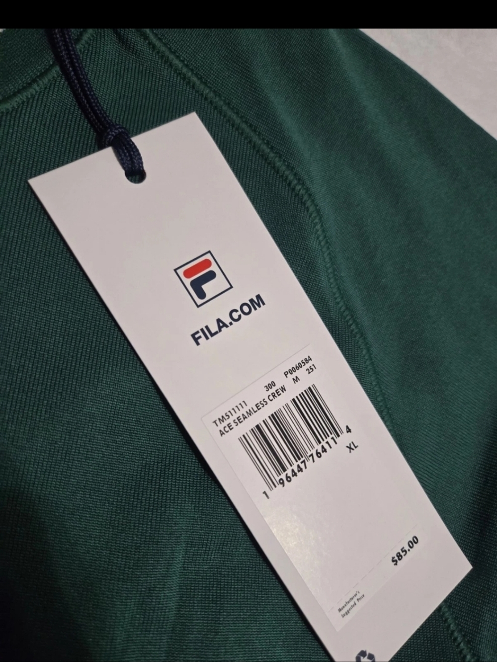 Fila Tennis Center Court Ace  Seamless Crew Green Shirt Men's XL $85 NWT - Picture 5 of 7